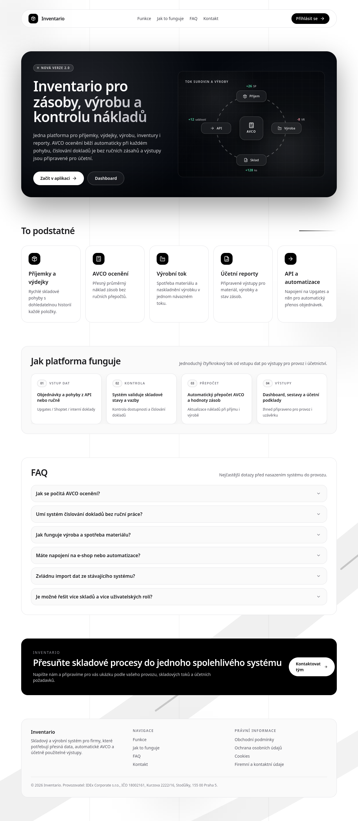 Preview of inventario.cz landing page